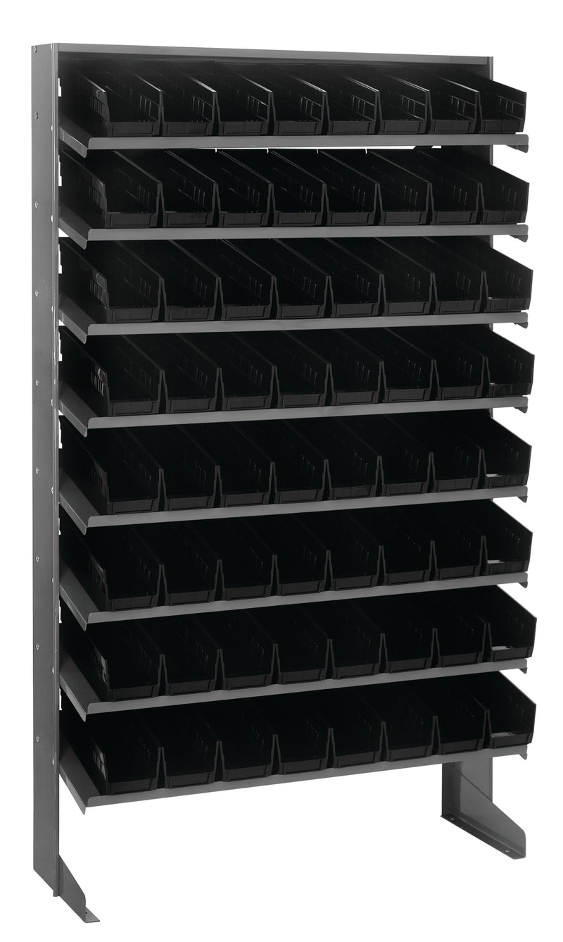 Quantum Single-Sided Pick Racks with Bins – 12" x 36" x 60" – QPRS-101 – Black