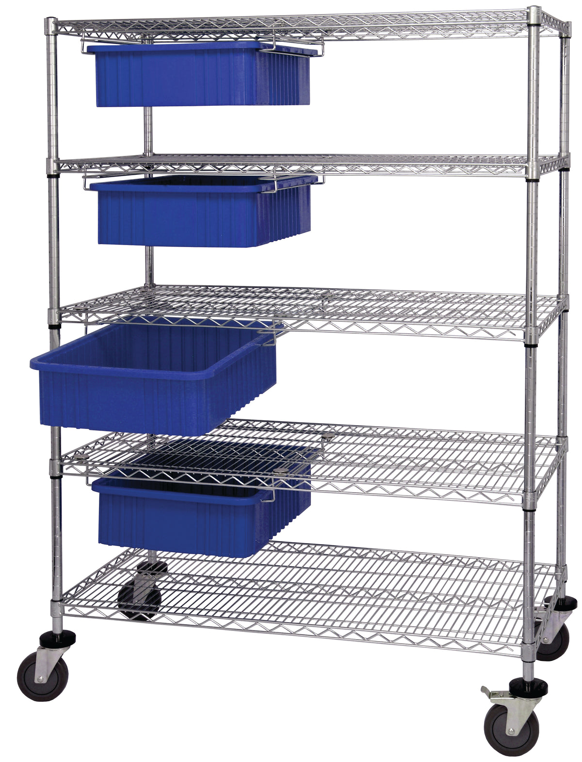 Quantum Dividable Grid Container Bin Carts – 24" x 48" x 69" – WRC5-63-2448-93060 – Blue