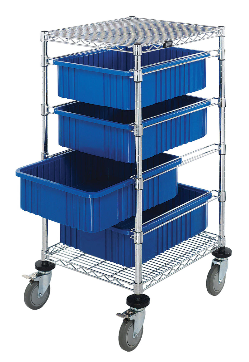 Quantum Dividable Grid Container Bin Carts – 21" x 24" x 45" – BC212434M1 – Blue