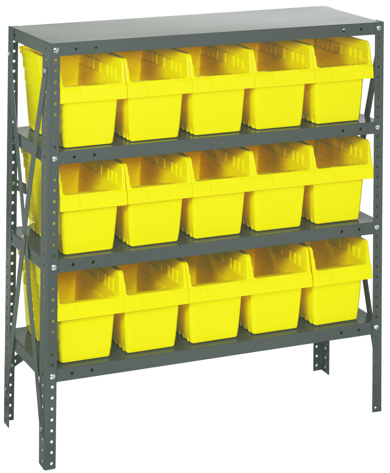 Quantum Store-Max 8" Shelf Bin Steel Shelving Systems with Bins – 1275-SB807 to 1839-SB810 – 1839-SB804 – Yellow
