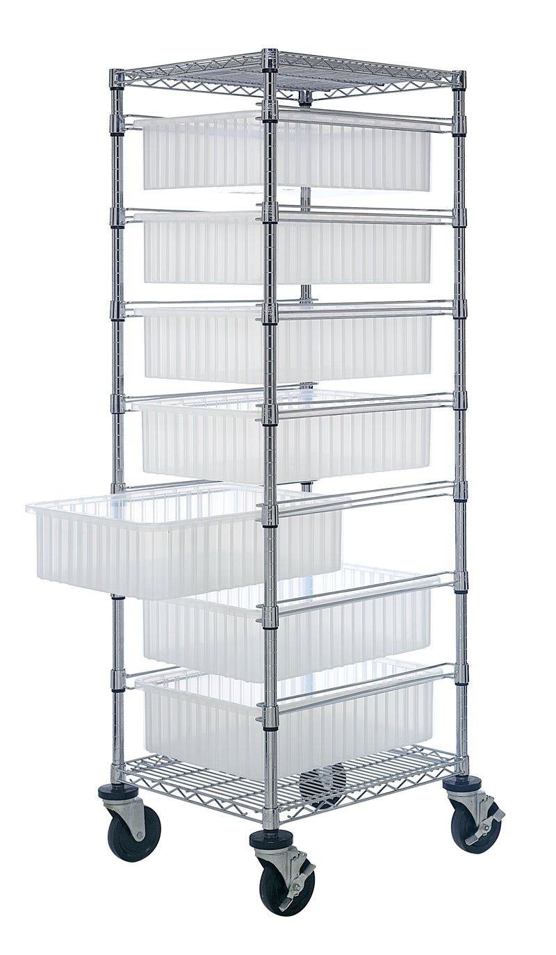 Quantum Clear-View Bin Carts – 21" x 24" x 69" – BC212469M1CL – Clear