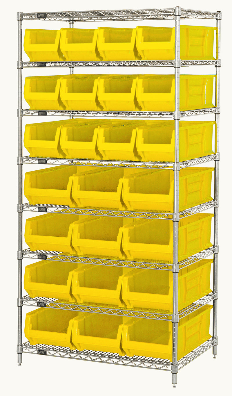 Quantum 24" Wire Shelving Systems – 36" x 24" x 74" – WR8-952 to WR8-950952 – WR8-950952 – Yellow