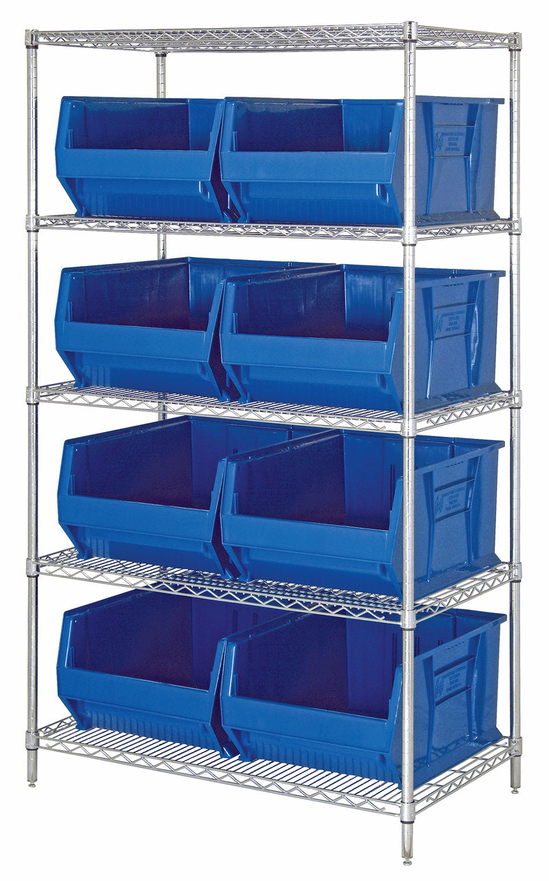 Quantum 24" Wire Shelving Systems – 42" x 24" x 74" – WR5-955 – Blue