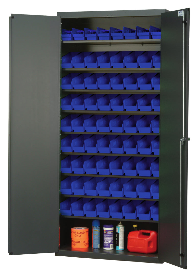 Quantum Storage Cabinets with Bins – 18" x 36" x 78" – QPR Series – QPR-101 – Blue