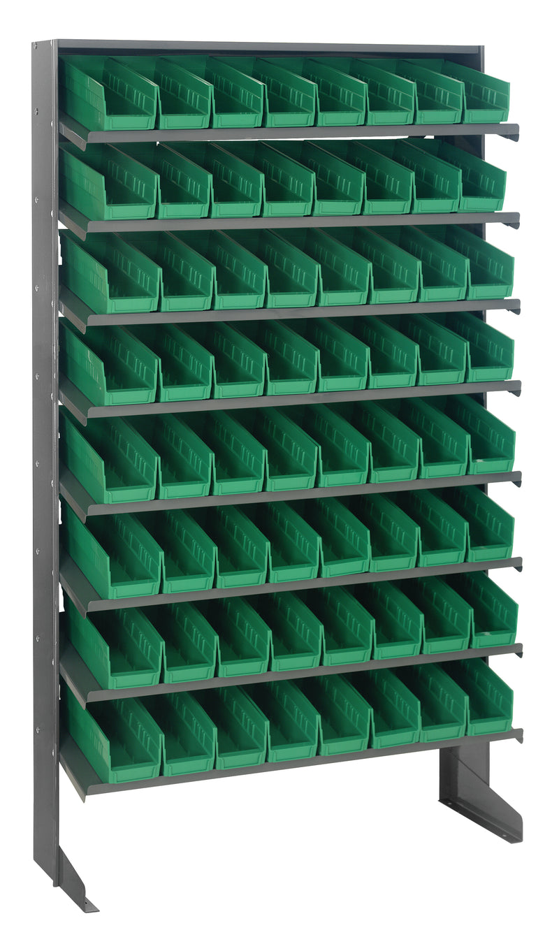 Quantum Single-Sided Pick Racks with Bins – 12" x 36" x 60" – QPRS-101 – Green