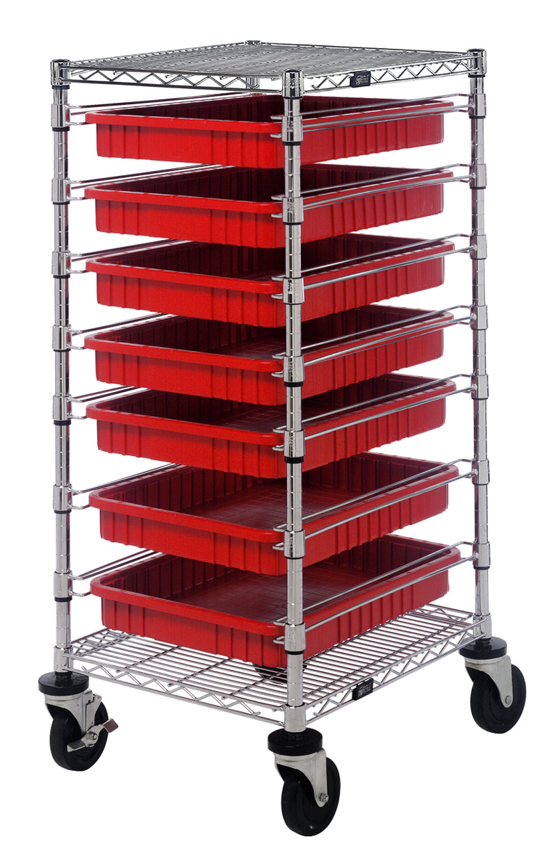 Quantum Dividable Grid Container Bin Carts – 21" x 24" x 45" – BC212439M2 – Red