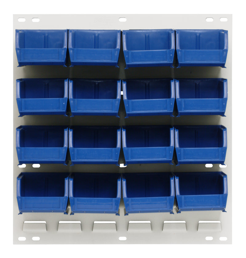 Quantum Stack & Hang Oyster White Louvered Panel with Bins – 18" x 19" – Kit – QLP-1819HC – 220-16 – Blue
