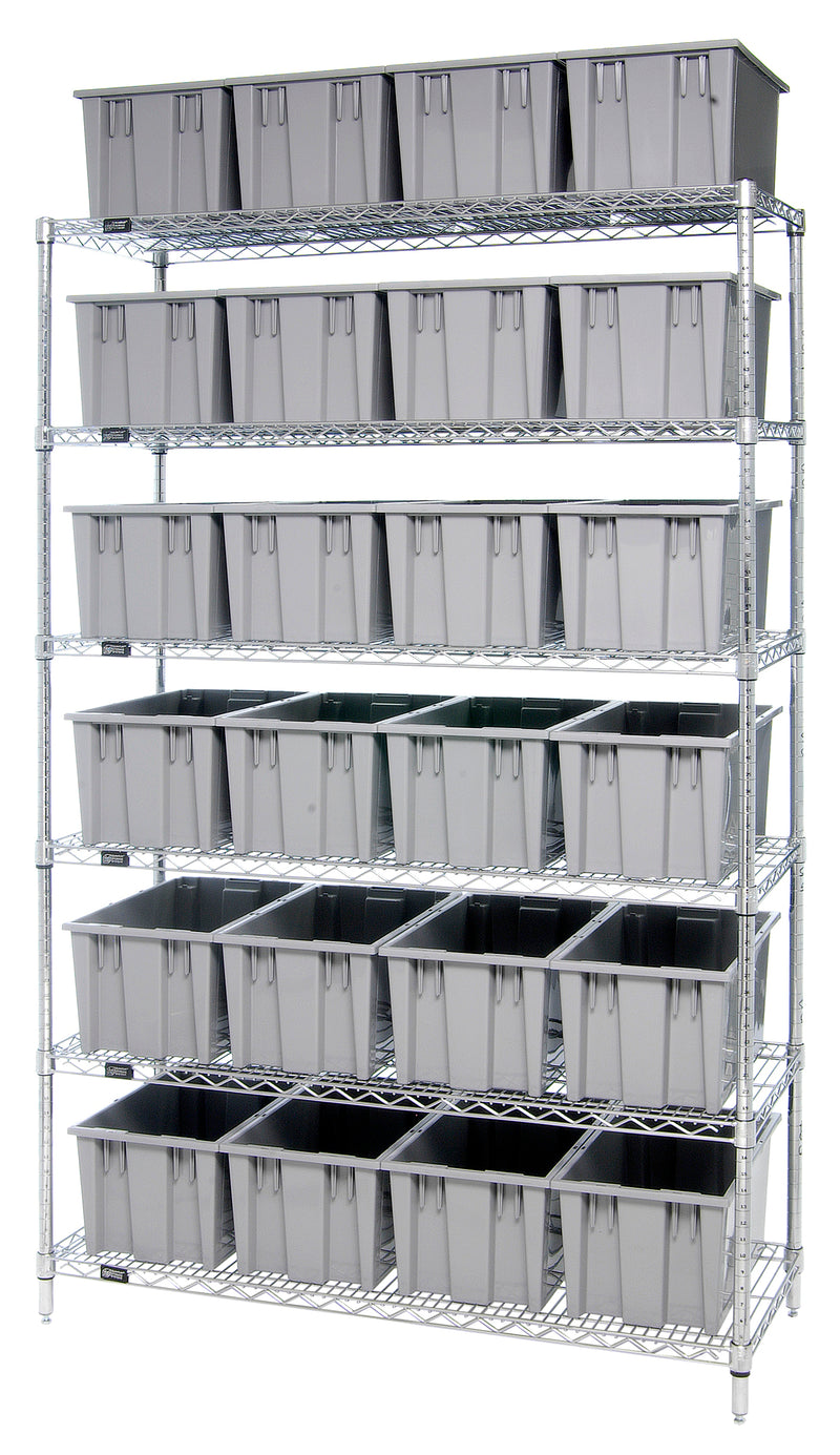Quantum Stack & Nest Container Wr4-12225 – 48" x 18" x 74" – WR6-24185 – Gray