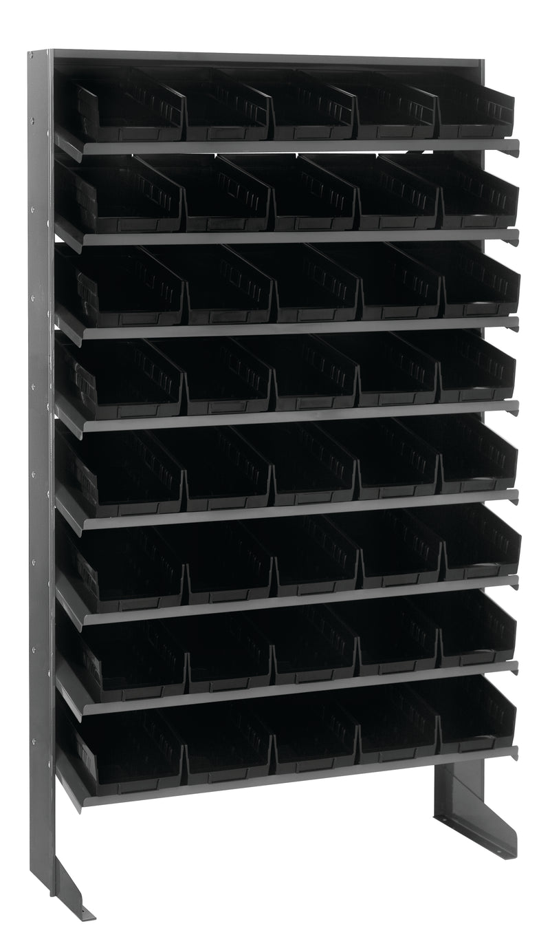 Quantum Single-Sided Pick Racks with Bins – 12" x 36" x 60" – QPRS-102 – Black