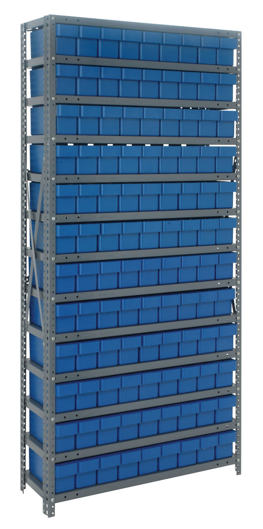 Quantum Super Tuff Euro Drawer Shelving System – 12" x 36" x 75" – 1275-501 – Blue