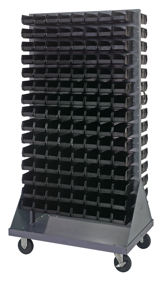 Quantum Mobile Louvered Panels with Bins – 36" x 25" x 72" – QMD-36H-220 – Black