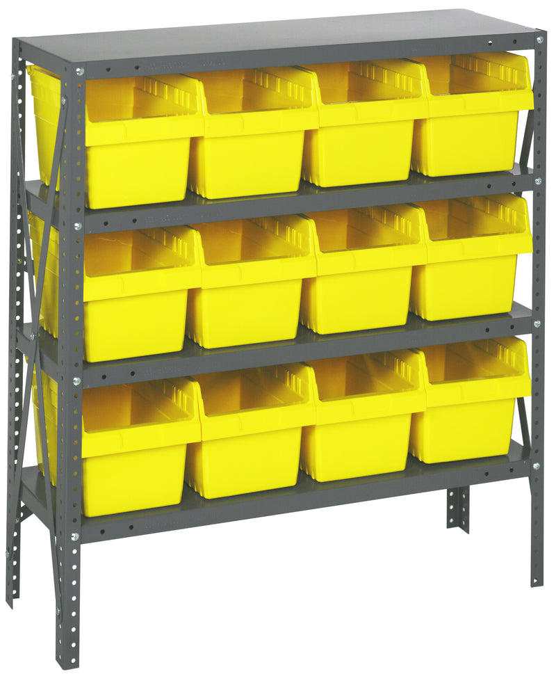 Quantum Store-Max 8" Shelf Bin Steel Shelving Systems with Bins – 1239-SB801 to 1275-SB802 – 1239-SB807 – Yellow