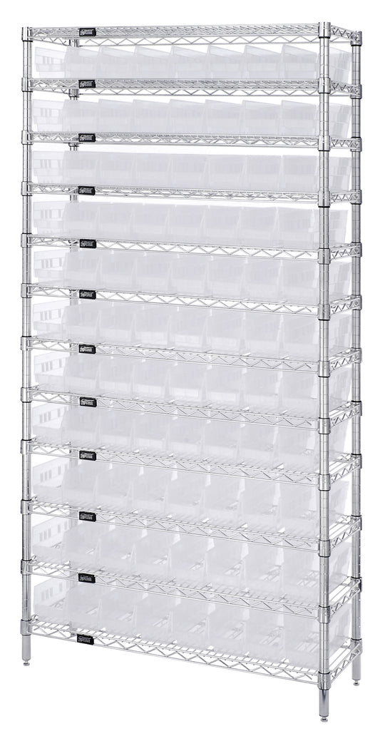 Quantum Clear-View Wire Shelving Systems – 12" x 36" x 74" – WR12-101CL – Clear