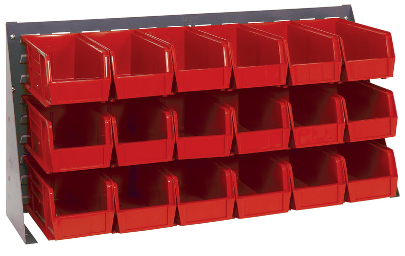 Quantum Louvered Panel Bench Racks with Bins – 36" x 8" x 19" – QBR-3619-230-18 – Red