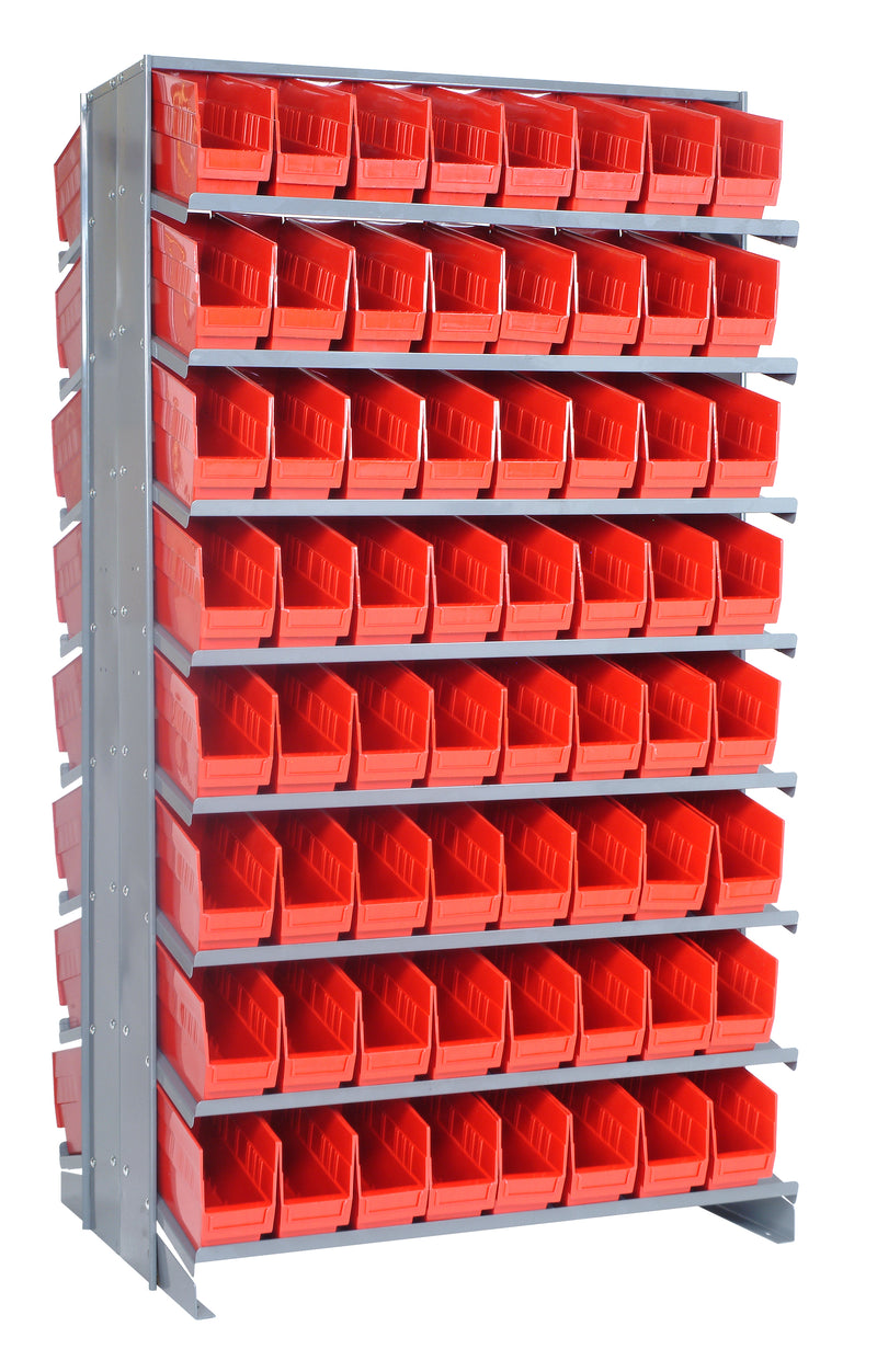 Quantum Double-Sided Pick Racks with Bins – 24" x 36" x 63-1/2" – Kit – QPRD-201 – Red