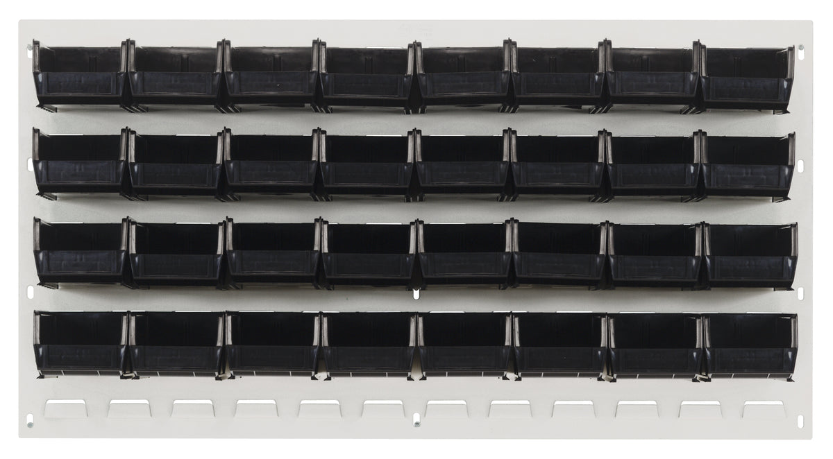 Quantum Stack & Hang Oyster White Louvered Panel with Bins – 36" x 19" – Kit – QLP-3619HC – 210-32 – Black