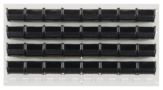 Quantum Stack & Hang Oyster White Louvered Panel with Bins – 36" x 19" – Kit – QLP-3619HC – 210-32 – Black