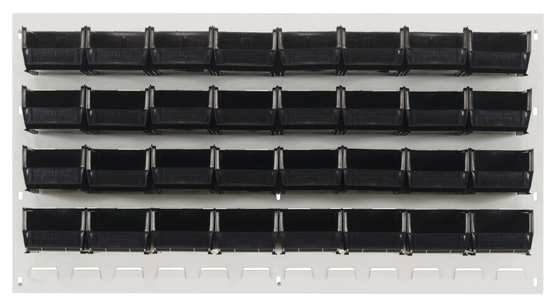 Quantum Stack & Hang Oyster White Louvered Panel with Bins – 36" x 19" – Kit – QLP-3619HC – 210-32 – Black