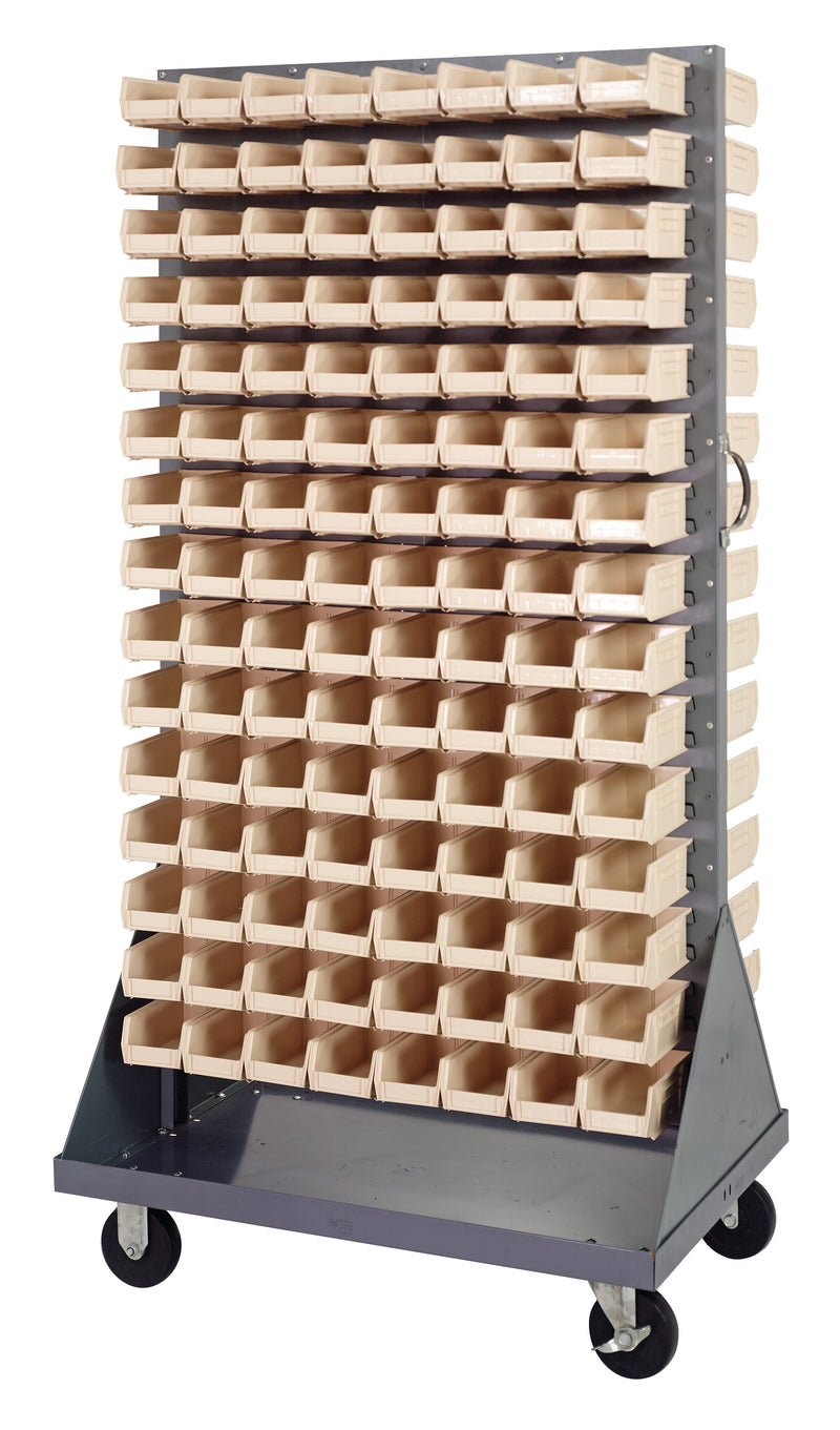 Quantum Mobile Louvered Panels with Bins – 36" x 25" x 72" – QMD-36H-220 – Ivory