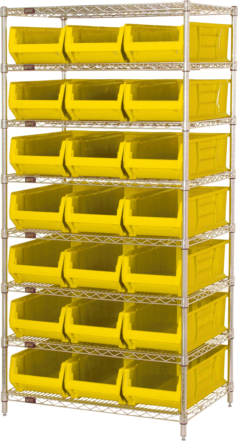 Quantum 24" Wire Shelving Systems – 36" x 24" x 74" – WR8-952 to WR8-950952 – WR8-952 – Yellow