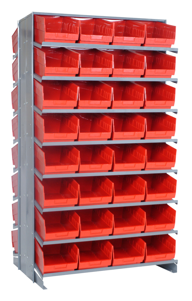 Quantum Double-Sided Pick Racks with Bins – 24" x 36" x 63-1/2" – Kit – QPRD-207 – Red