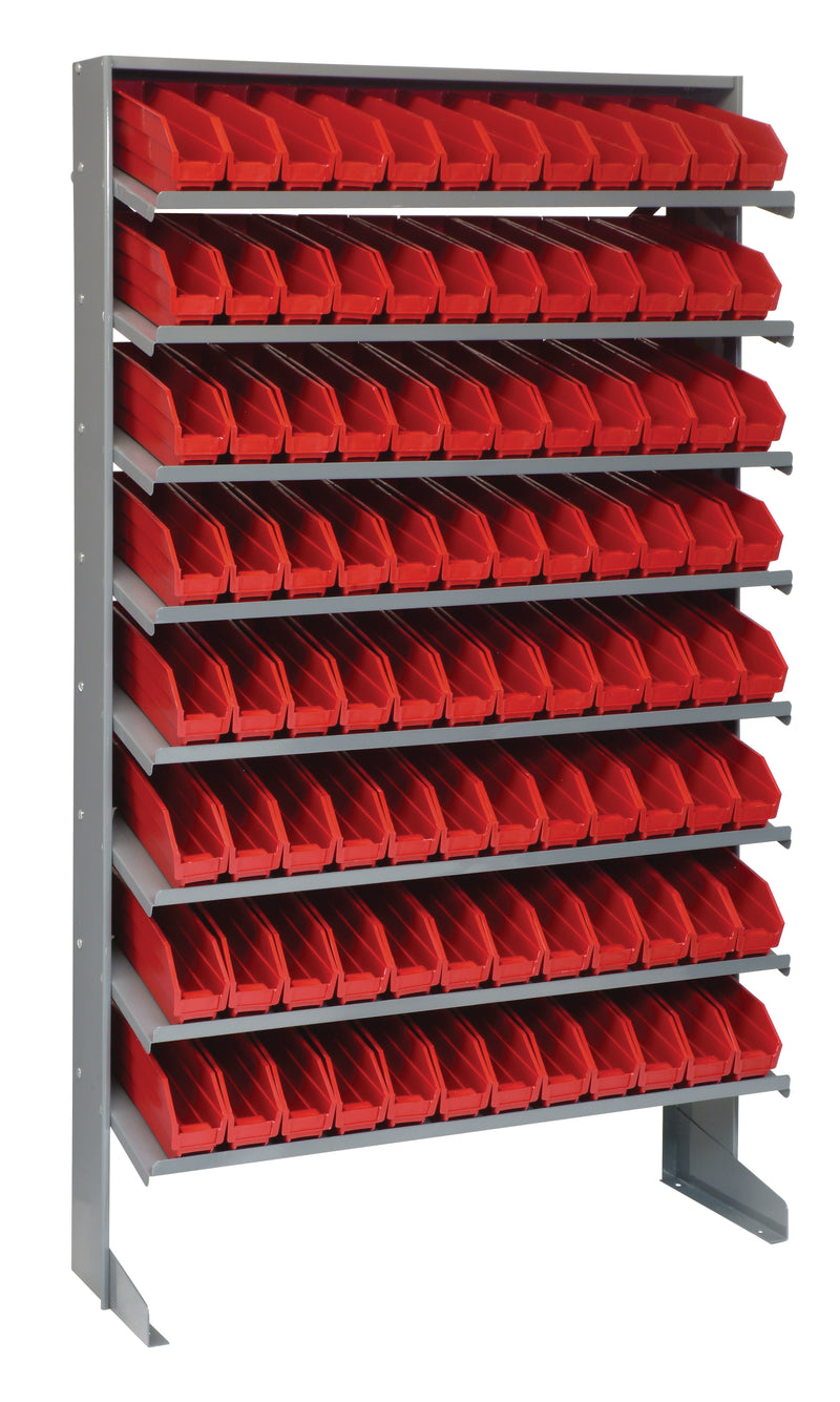 Quantum Single-Sided Pick Racks with Bins – 12" x 36" x 60" – QPRS-100 – Red