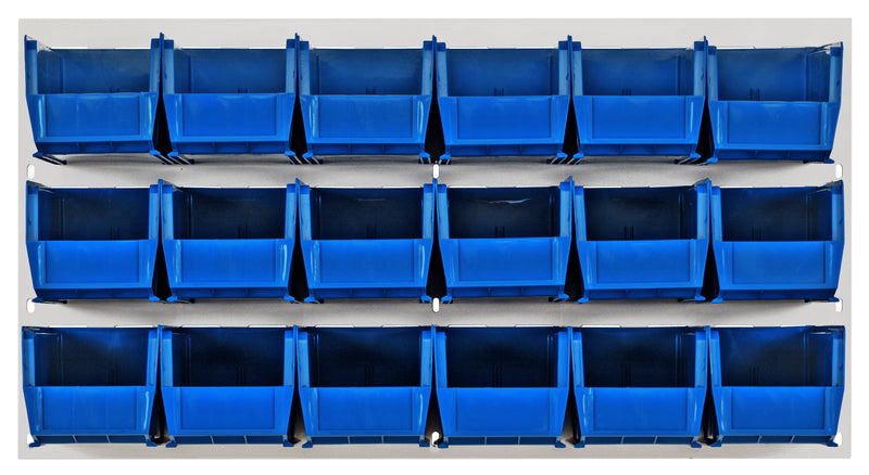 Quantum Stack & Hang Oyster White Louvered Panel with Bins – 36" x 19" – Kit – QLP-3619HC – 230-18 – Blue
