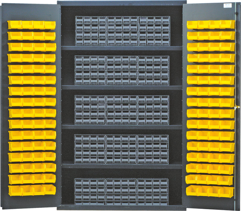 Quantum Storage Cabinets with Bins – 24" x 48" x 78" – QSC Series – QSC-QIC161 – Yellow
