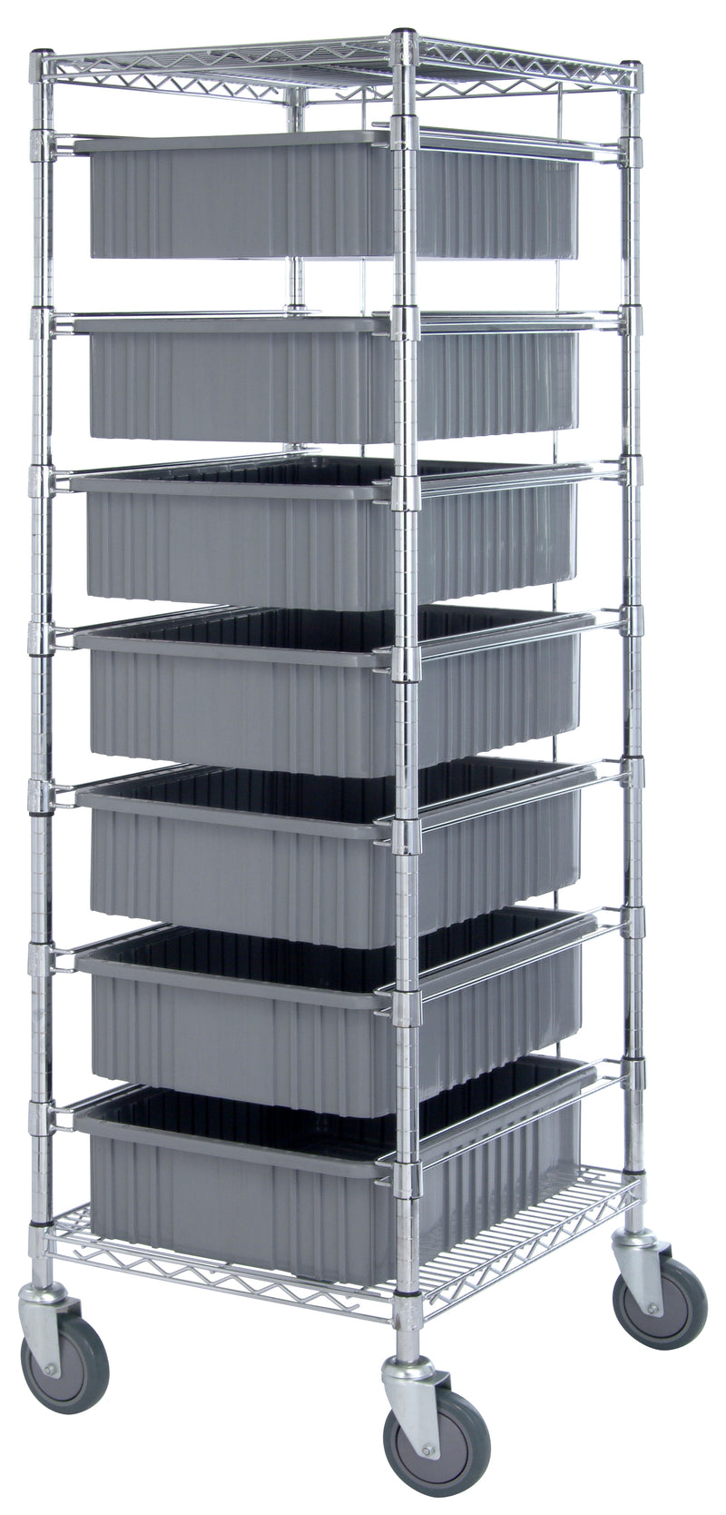 Quantum Dividable Grid Container Bin Carts – 21" x 24" x 69" – BC212469M1 – Gray