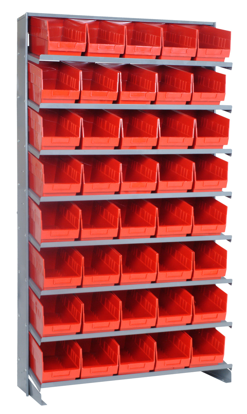 Quantum Single-Sided Pick Racks with Bins – 12" x 36" x 63-1/2" – Kit – QPRS-202 – Red