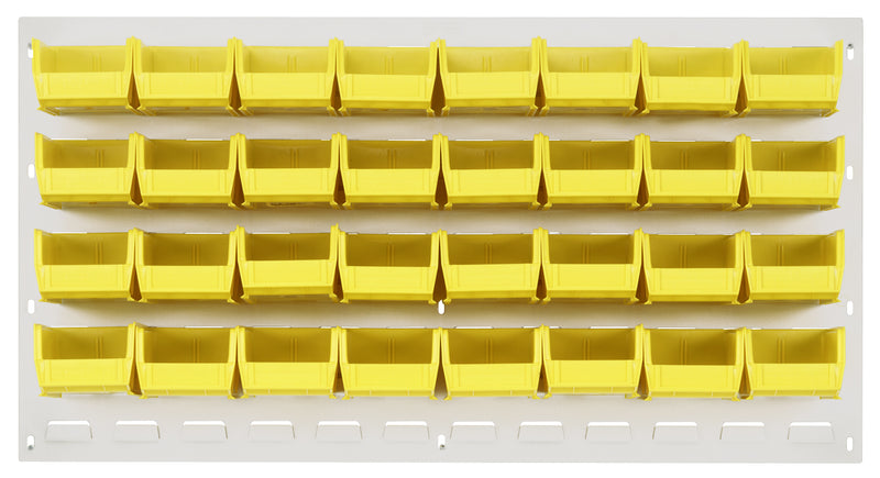 Quantum Stack & Hang Oyster White Louvered Panel with Bins – 36" x 19" – Kit – QLP-3619HC – 210-32 – Yellow