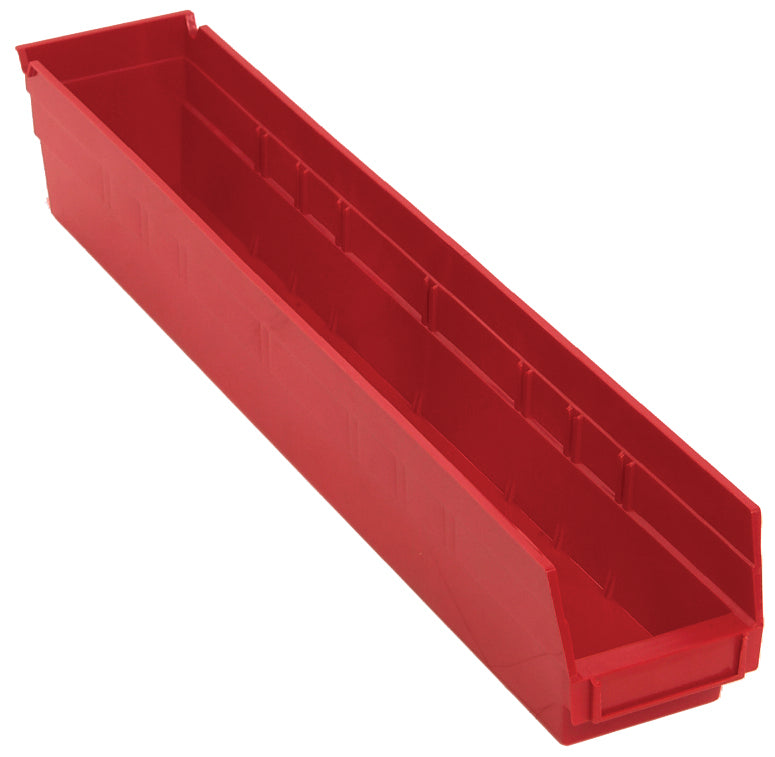 Quantum 4" Shelf Bins – QSB105 to QSB110 – Case Pack – 23-5/8" x 4-1/8" x 4" – QSB105 – Red