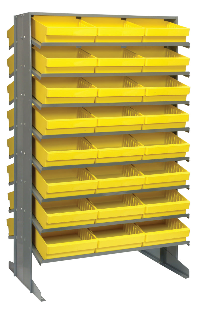 Quantum Double-Sided Pick Racks – 24" x 36" x 60" – QPRD-501 – QPRD-801 – Yellow