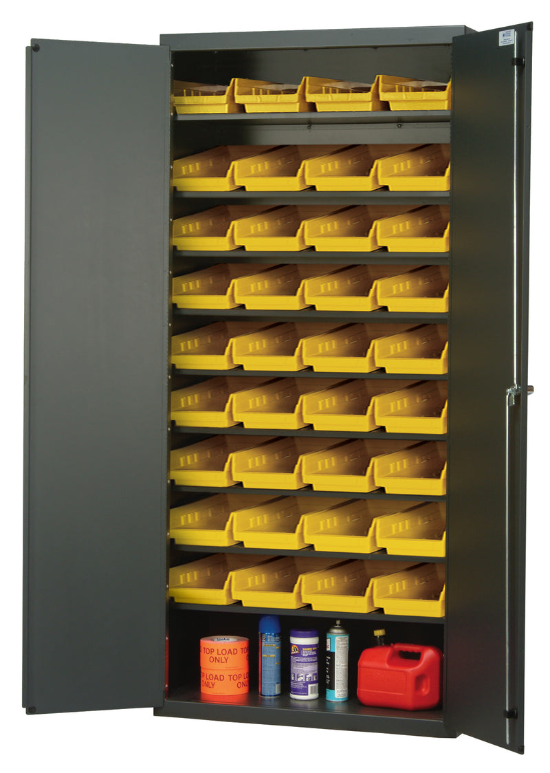 Quantum Storage Cabinets with Bins – 18" x 36" x 78" – QPR Series – QPR-107 – Yellow