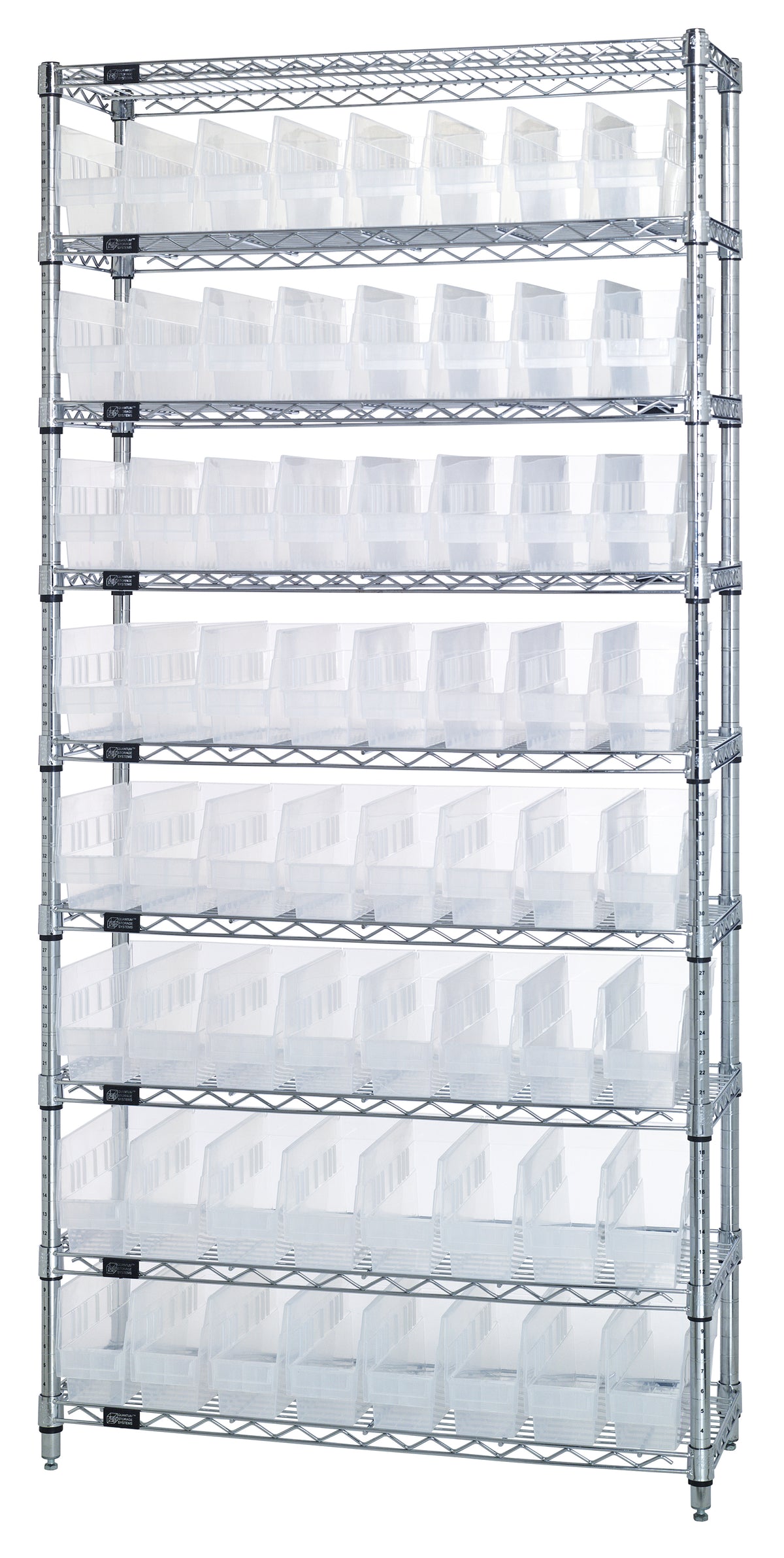 Quantum Clear-View Wire Shelving with Shelf Bins – WR9-201CL to WR9-206CL – WR9-201CL – Clear