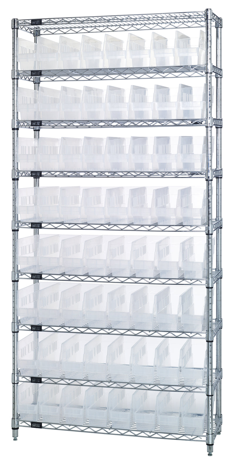 Quantum Clear-View Wire Shelving with Shelf Bins – WR9-201CL to WR9-206CL – WR9-201CL – Clear