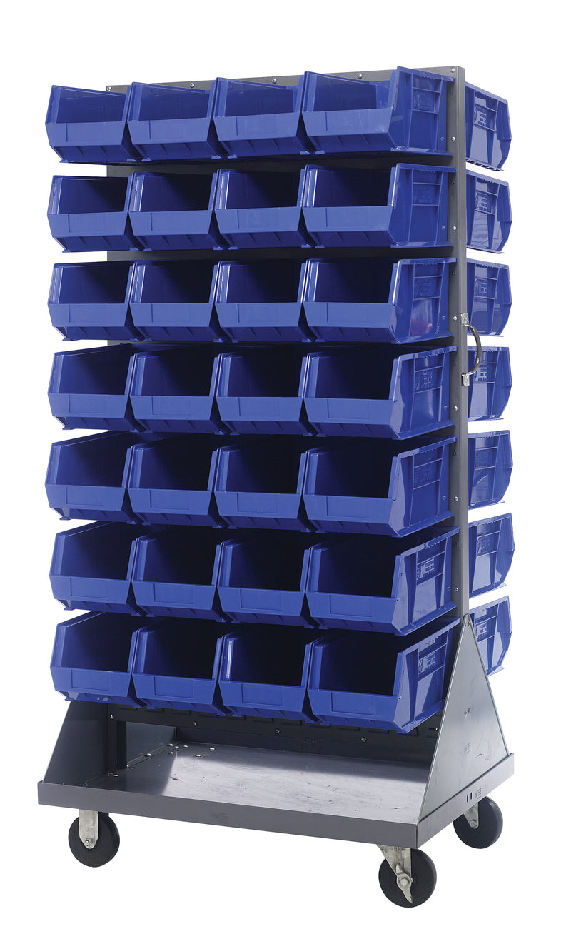 Quantum Mobile Louvered Panels with Bins – 36" x 25" x 72" – QMD-36H-240 – Blue