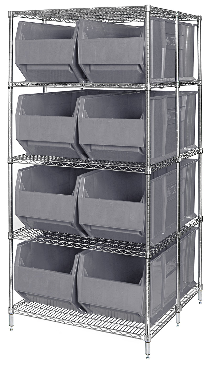 Quantum RackBin 42" Rack Bin Container Wire Package – 42" x 54" x 86" – WRA86-2154C-166 – Gray