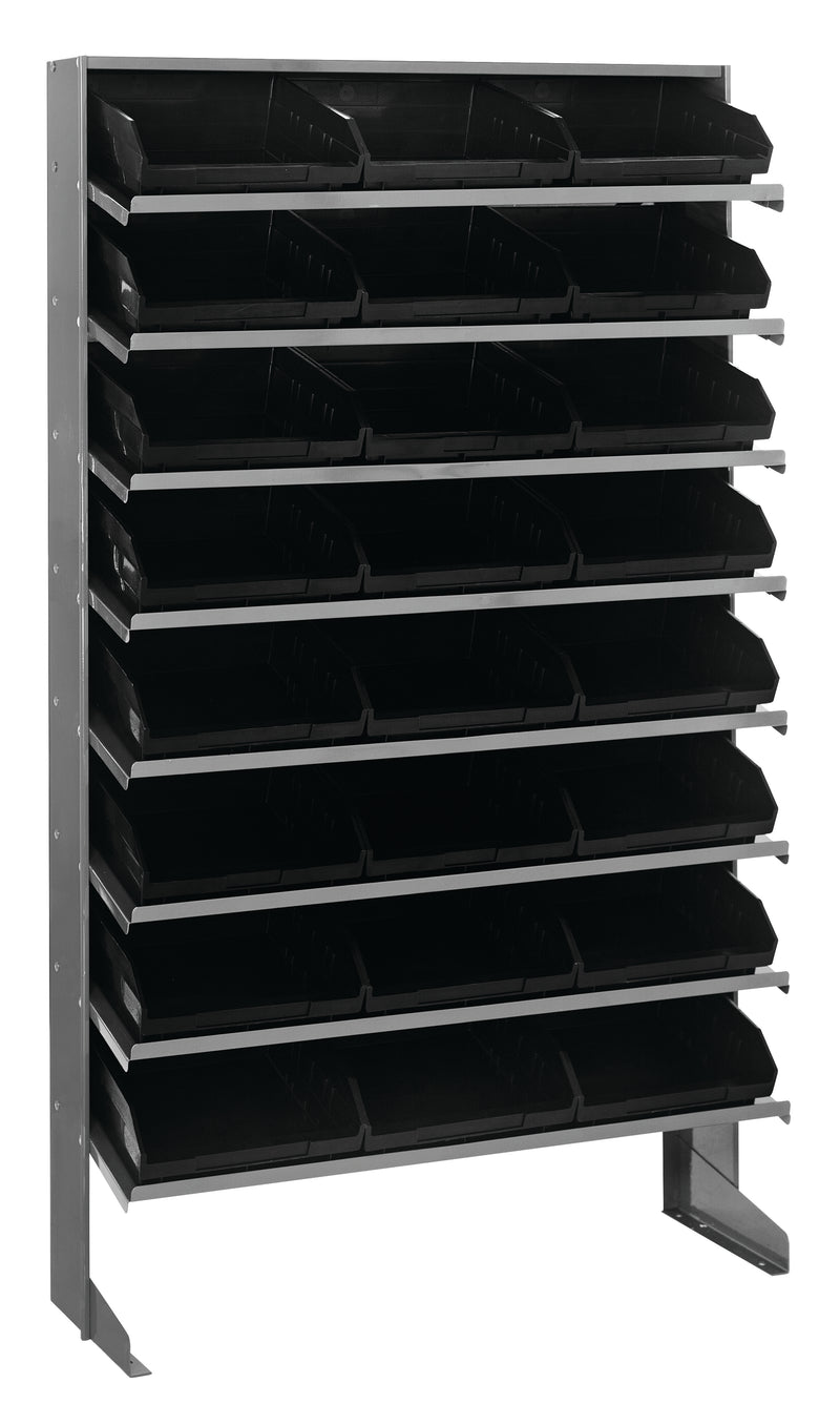 Quantum Single-Sided Pick Racks with Bins – 12" x 36" x 60" – QPRS-109 – Black