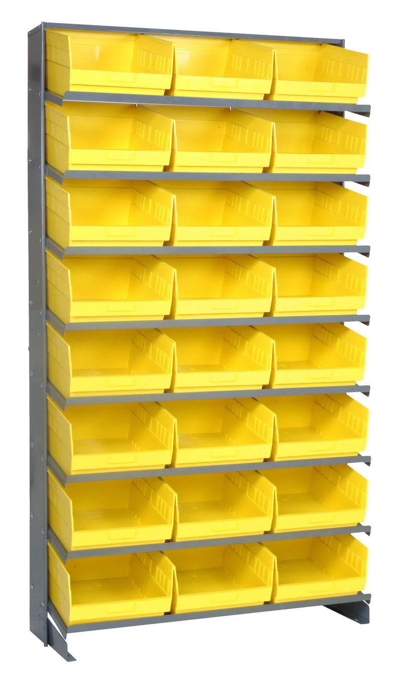 Quantum Single-Sided Pick Racks with Bins – 12" x 36" x 63-1/2" – Kit – QPRS-209 – Yellow