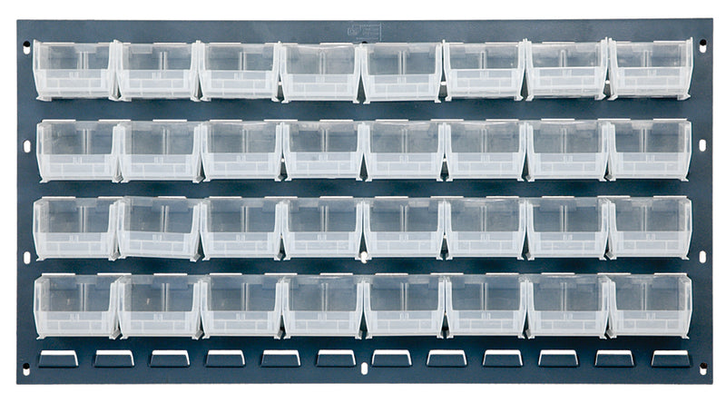 Quantum Louvered Panels with Clear Bins – 36" x 19" – 32 QUS220 Bins – Clear