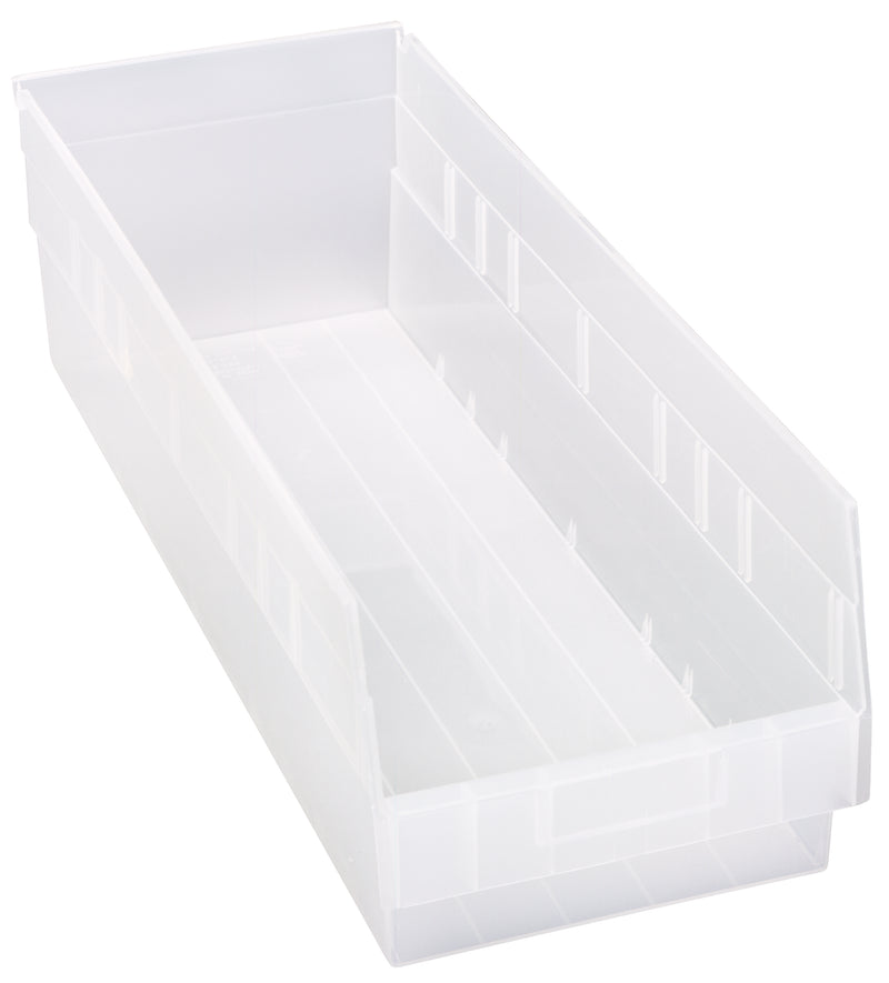 Quantum Clear-View Store-More 6" Shelf Bins – QSB207CL to QSB216CL – Case Pack – 23-5/8" x 8-3/8" x 6" – QSB214CL – Clear