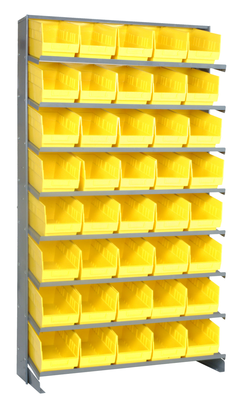 Quantum Single-Sided Pick Racks with Bins – 12" x 36" x 63-1/2" – Kit – QPRS-202 – Yellow