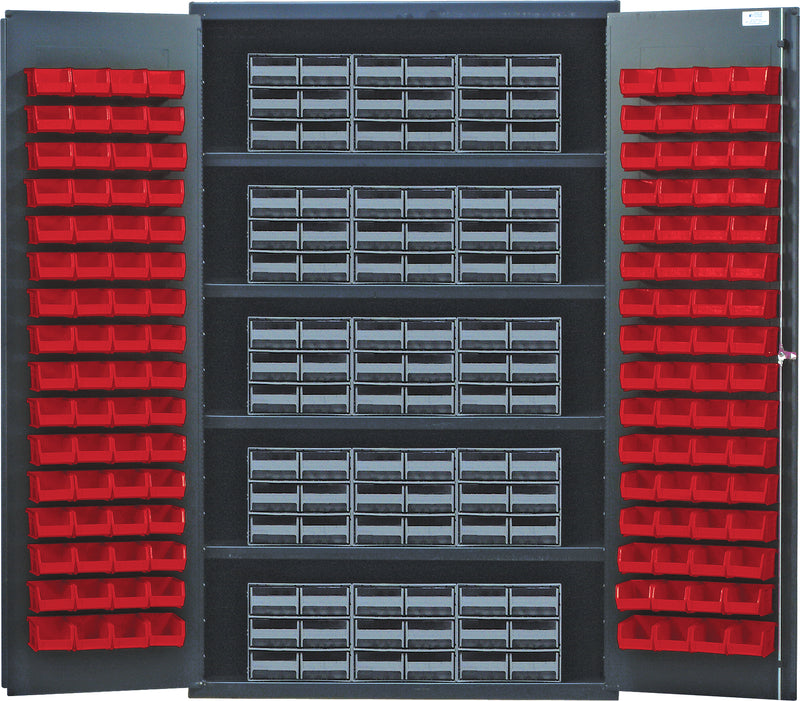 Quantum Storage Cabinets with Bins – 24" x 48" x 78" – QSC Series – QSC-QIC64 – Red