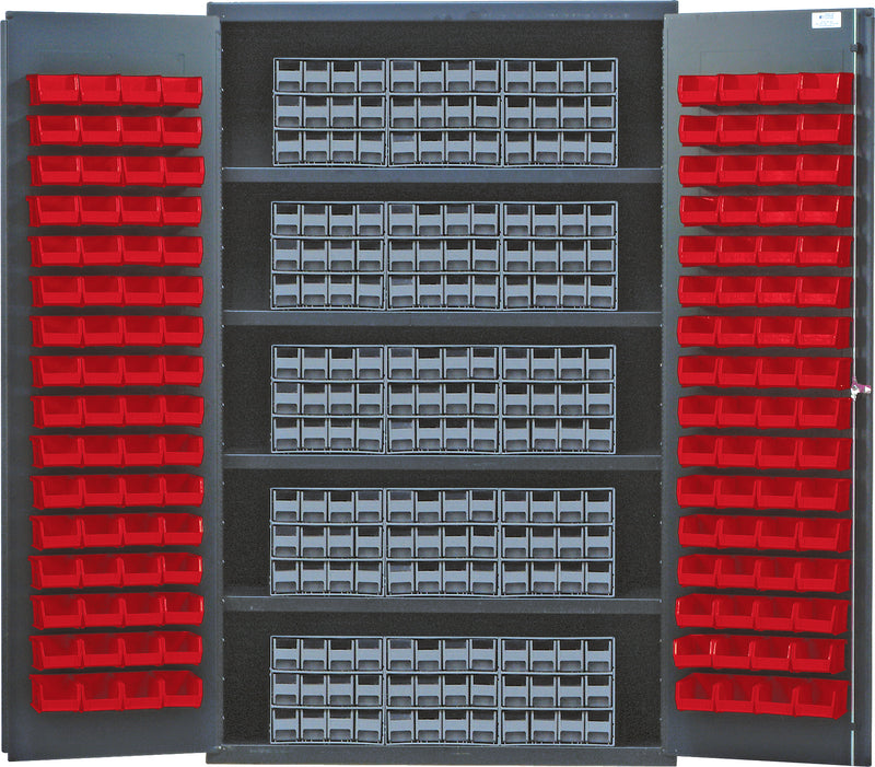 Quantum Storage Cabinets with Bins – 24" x 48" x 78" – QSC Series – QSC-QIC122 – Red