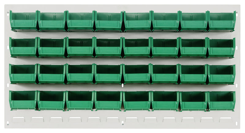 Quantum Stack & Hang Oyster White Louvered Panel with Bins – 36" x 19" – Kit – QLP-3619HC – 210-32 – Green