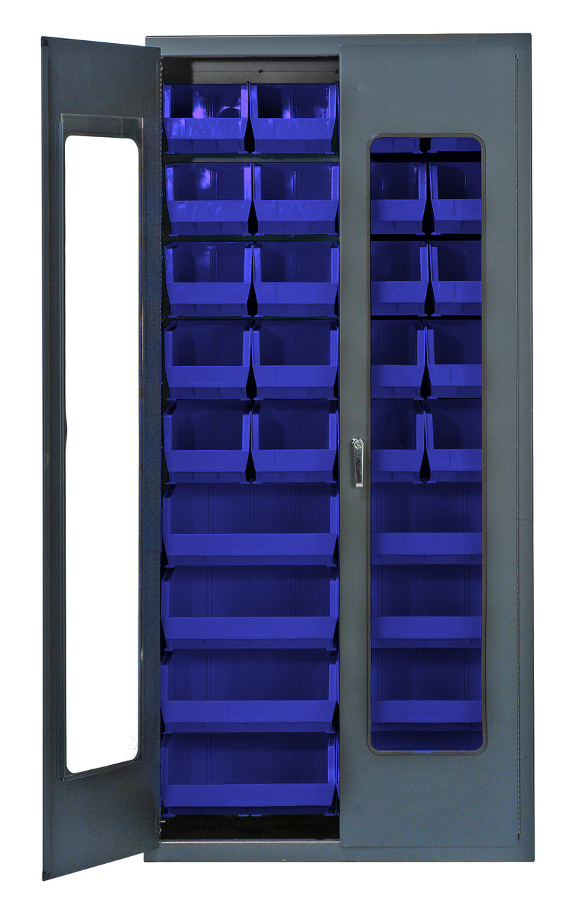 Quantum Storage Cabinets with Bins – 18" x 36" x 78" – QSC Series – QSC-C240250 – Blue