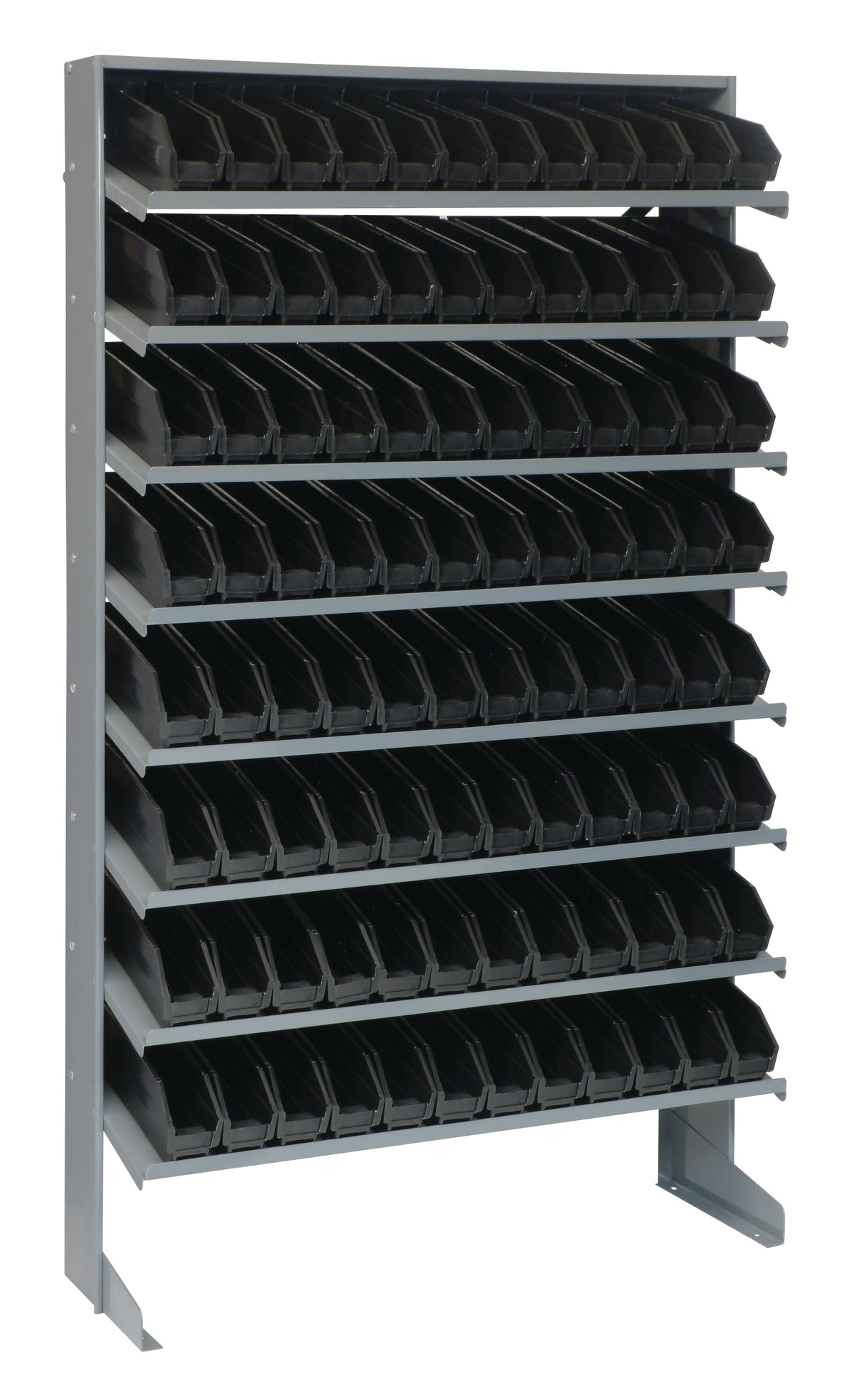 Quantum Single-Sided Pick Racks with Bins – 12" x 36" x 60" – QPRS-100 – Black