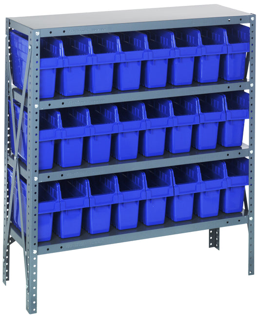 Quantum Store-Max 8" Shelf Bin Steel Shelving Systems with Bins – 1239-SB801 to 1275-SB802 – 1239-SB801 – Blue