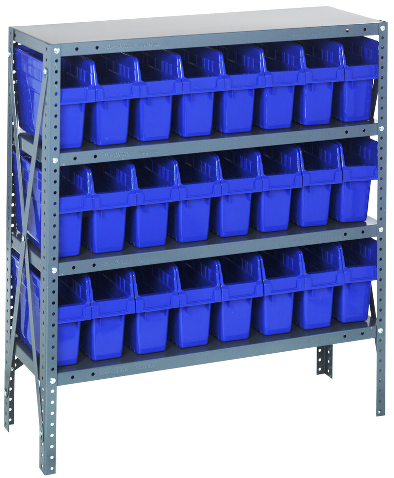 Quantum Store-Max 8" Shelf Bin Steel Shelving Systems with Bins – 1239-SB801 to 1275-SB802 – 1239-SB801 – Blue